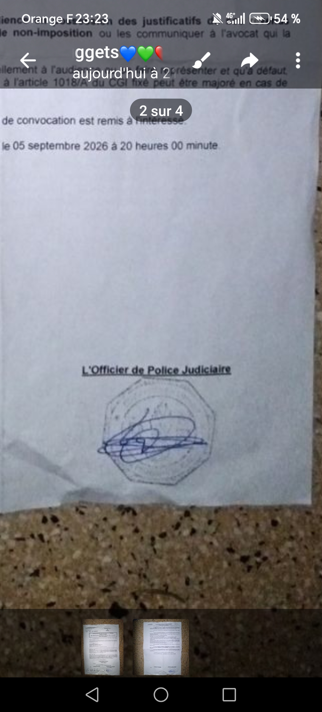 Capture de la zone signature
