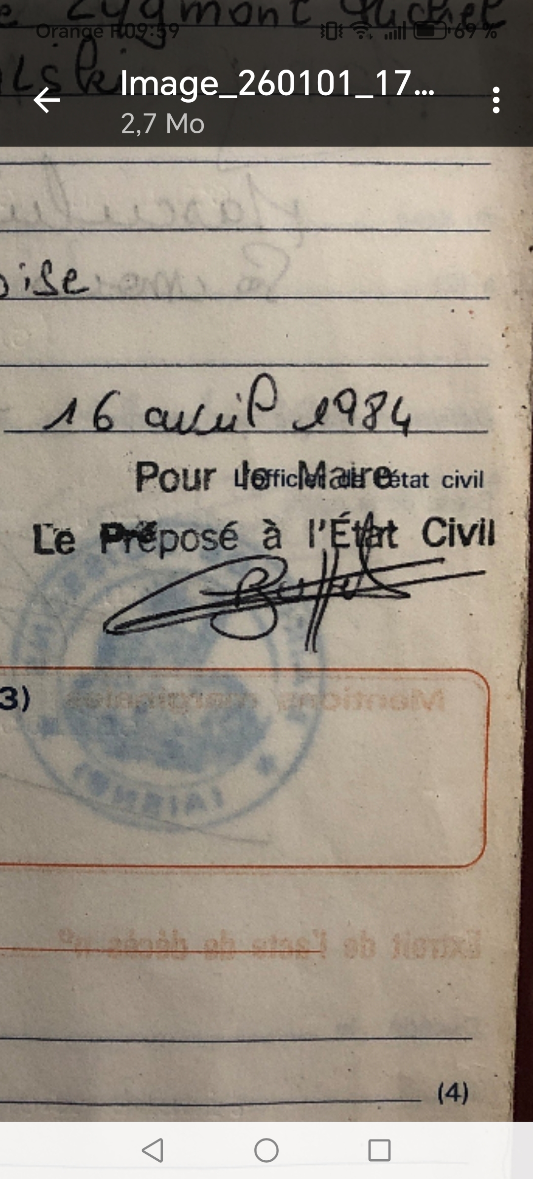 Capture de la zone signature