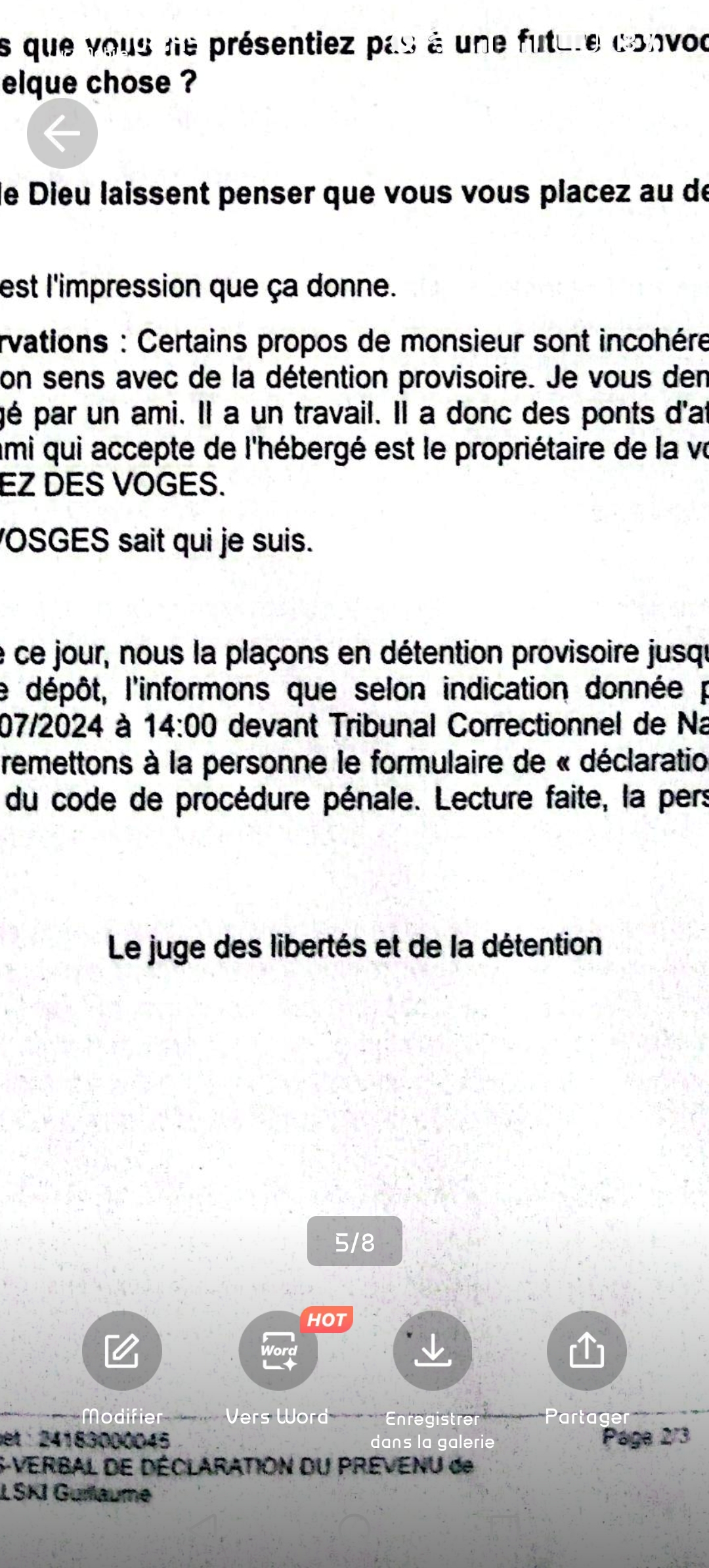 Capture de la zone signature