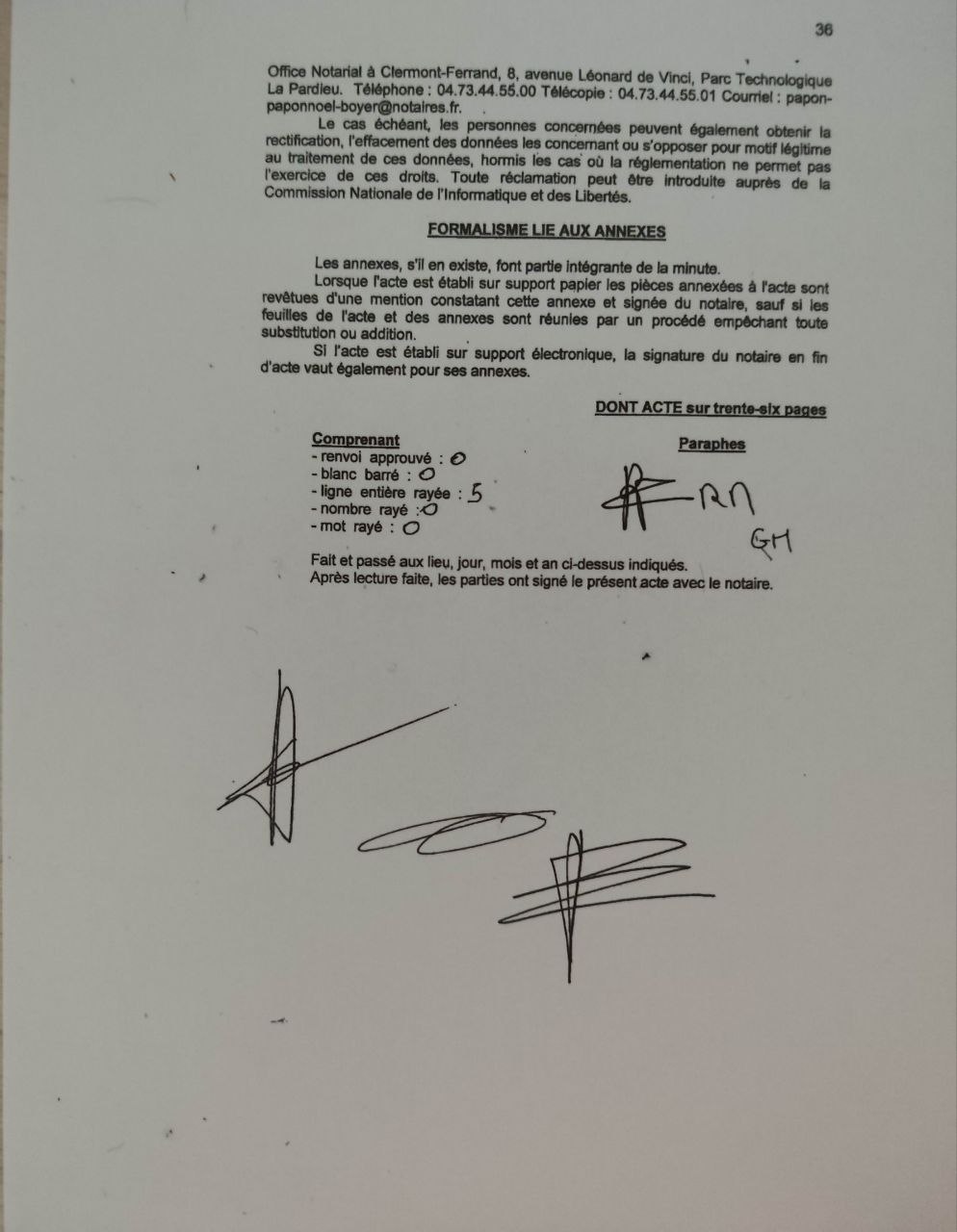Capture de la zone signature