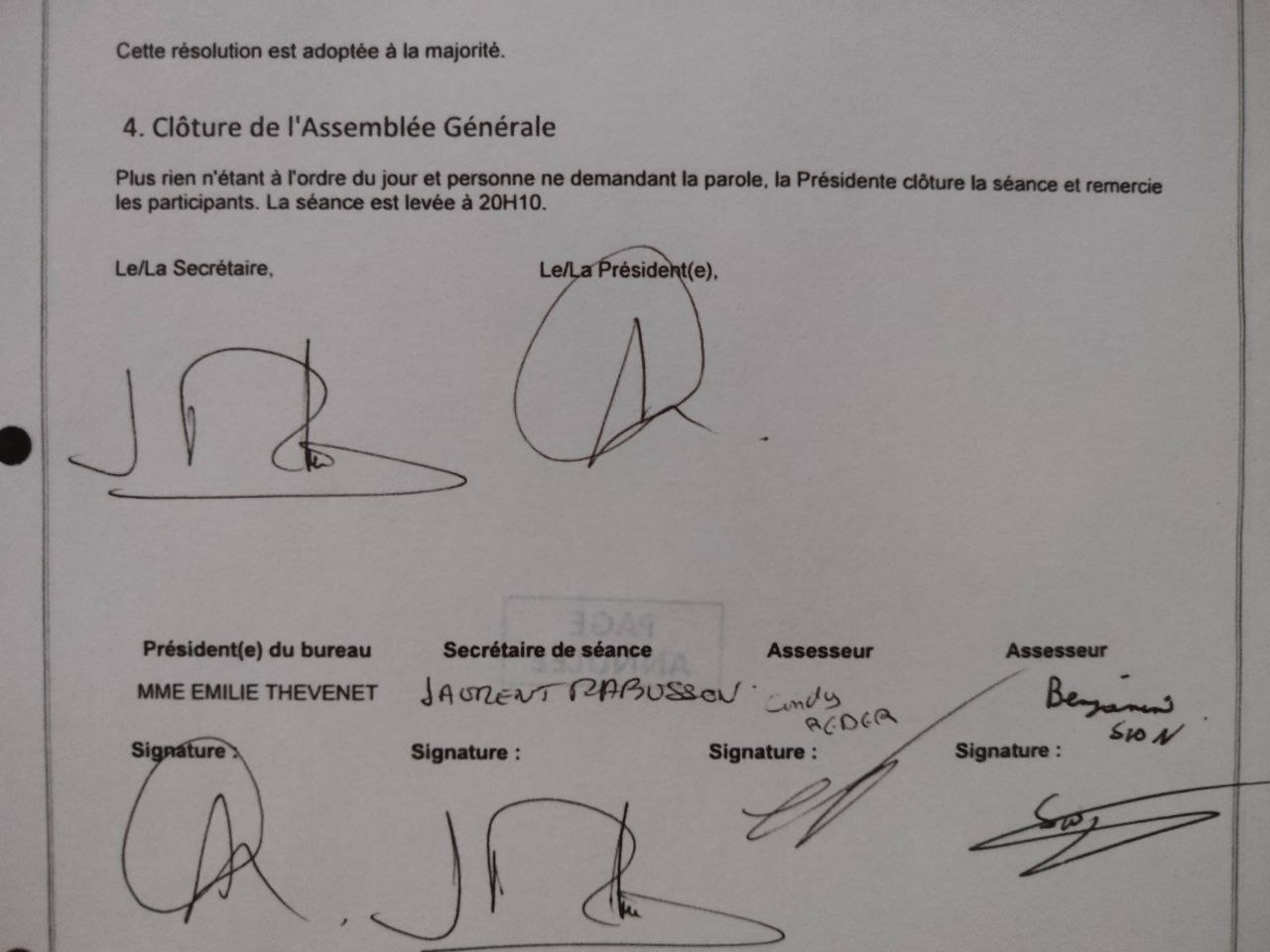 Capture de la zone signature