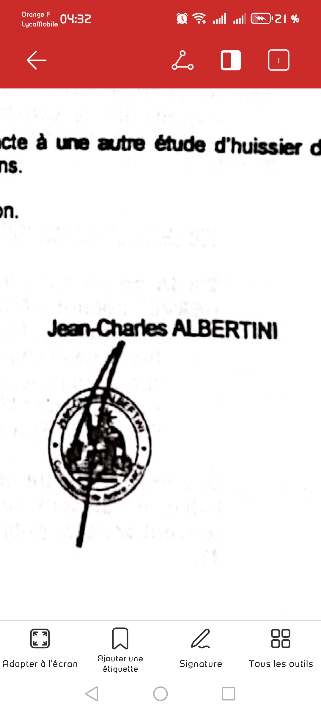 Capture de la zone signature