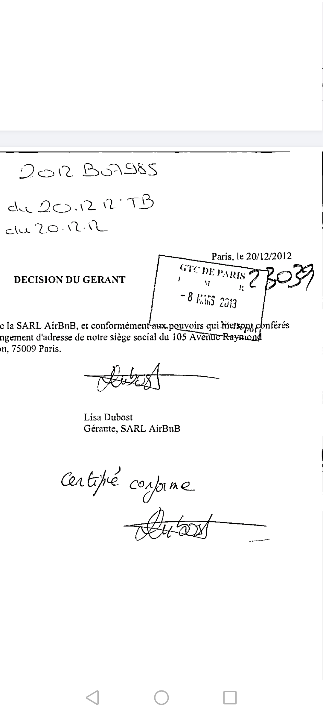 Capture de la zone signature